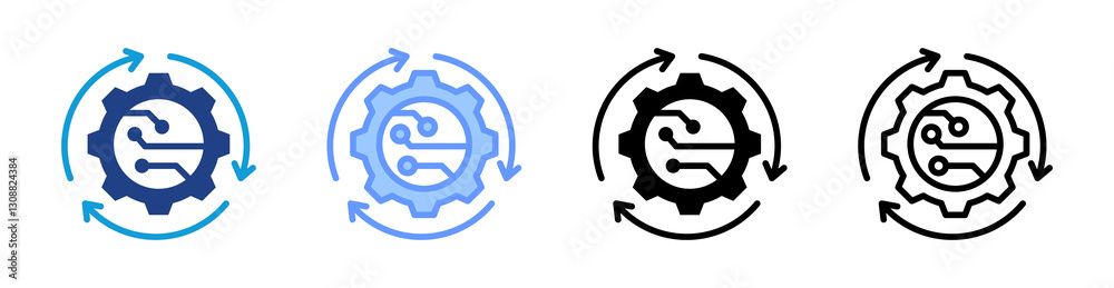 Poster Automation icon set multiple style collection