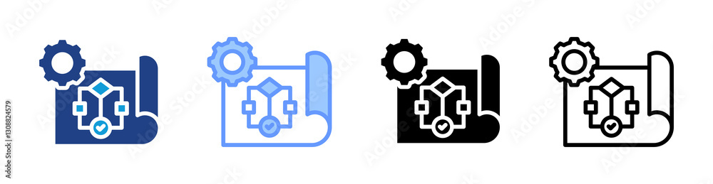 Poster Workflow icon set multiple style collection