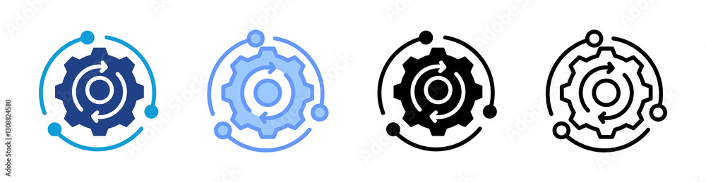 Aufkleber process icon set multiple style collection