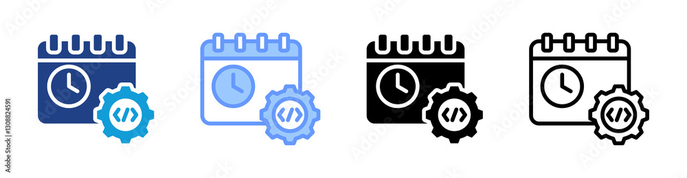 Poster planning icon set multiple style collection