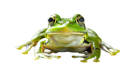 Fototapeta premium Big-eyed frog resting peacefully on a lily pad in a tranquil setting