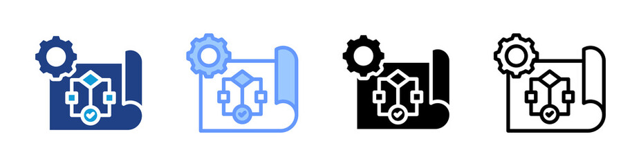 Workflow icon set multiple style collection