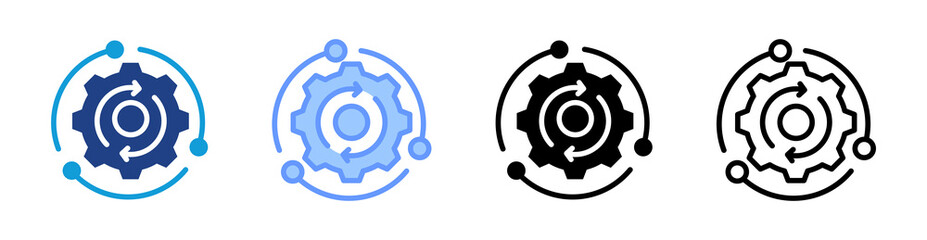 Process icon set multiple style collection