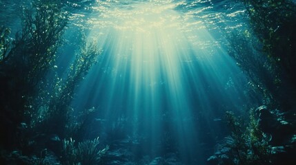 Underwater Sunlight Through Sea Plants
