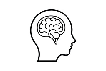 human head silhouette with brain