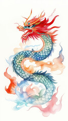Vibrant dragon illustration with colorful scales and flames