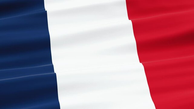 National Flag of France. French waving Tricolor, Satin flag animation in Ultra HD 4K.