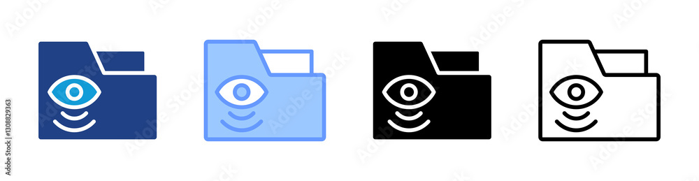 Poster surveillance icon set multiple style collection