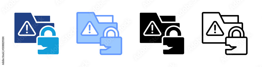 Poster breach icon set multiple style collection