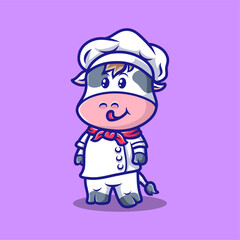 Fototapeta premium vector illustration of koki cow mascot cartoon
