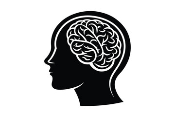 Human head silhouette with brain Vector with Mind Intelligence and Creativity Illustration