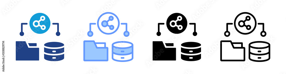 Aufkleber data sharing icon set multiple style collection