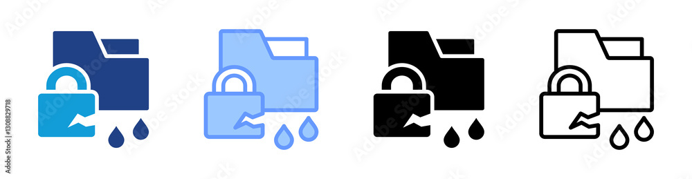 Poster Data Leakage icon set multiple style collection