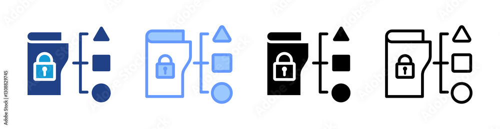 Fototapete data classification icon set multiple style collection