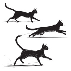 Hand drawn silhouette of walking cat