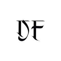 DF monogram logo design letter text name symbol monochrome logotype alphabet character simple logo