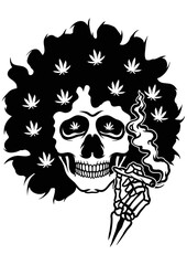 Afro Skull Smoking Joint