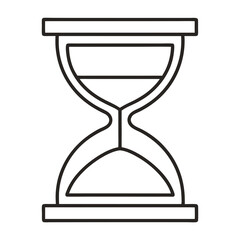 minimalistic line drawing of classic hourglass, abstract time-measuring device in black and white

