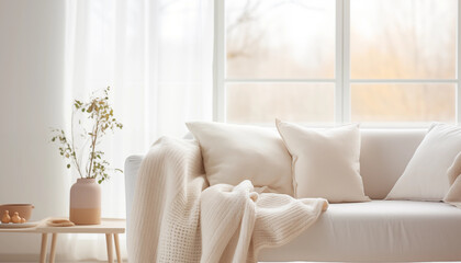 Serene Living Room: Cozy Minimalist Interior