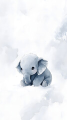 Watercolor cute and adorable baby elephant
