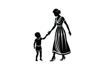 Happy Mothers' Day silhouette black vector Illustration