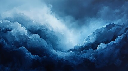 Dark indigo and navy blue clouds, moody and sleek with glossy highlights