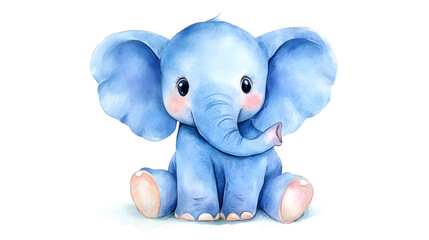 Watercolor cute and adorable baby elephant
