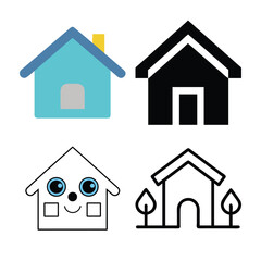 Cute and Simple House Icons in Different Styles