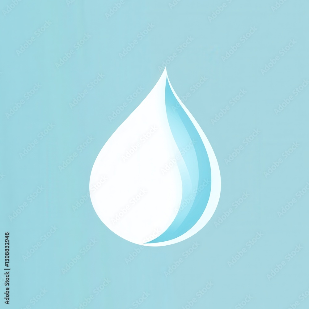 Poster minimalist milk drop logo designed with soft blue and white tones featuring smooth curves for modern