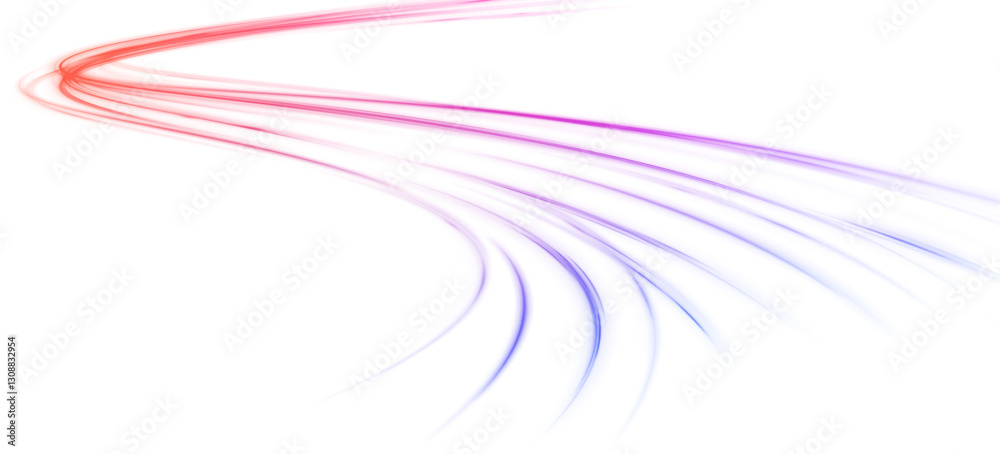 Leinwandbilder Abstract neon rays of light on a transparent background in PNG format Neon ellipse in the form of speed. Illustration of light ray, stripe line with blue light, speed motion background.	