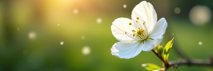 Obraz premium Close-up view of intricate white blossom in sunlight, up close, blooming