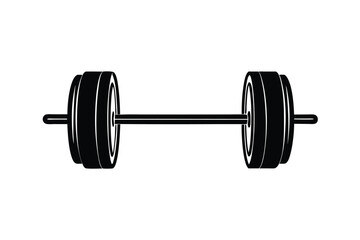 Barbell and fitness equipment icon logo Gym and Fitness dumbbell silhouette with vector art, A weightlifting or weightlifting fist hand holding a heavy barbell or Black dumbbell