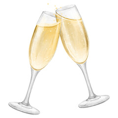 PNG Clinking champagne glasses, alcoholic drinks illustration, transparent background