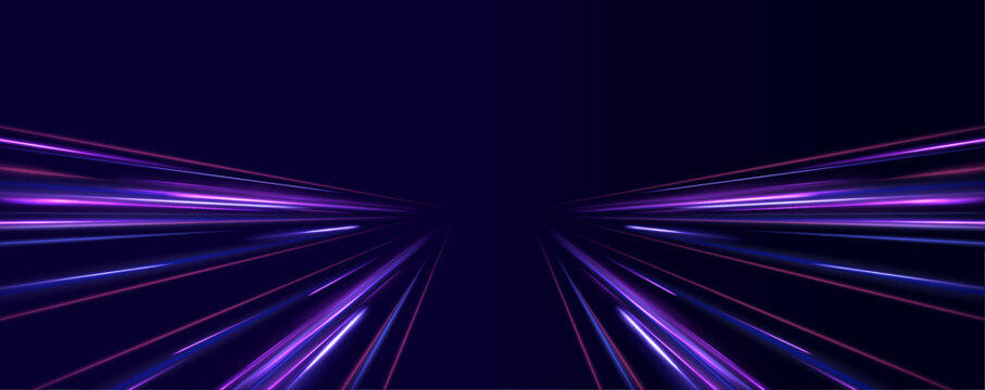 Colorful light trails with motion effect, long exposure or slow shutter picture. Abstract neon light rays background.