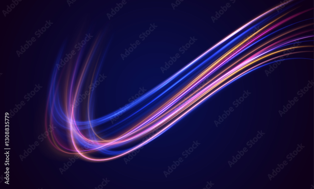 Poster Magic moving fast speed police lines. Laser beams luminous abstract sparkling isolated on a transparent background. Abstract neon color glowing lines background.	