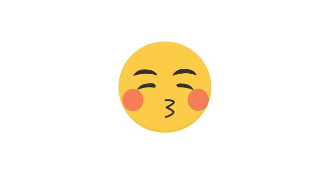High-quality animated .mov video of a Facebook "Kiss" reaction emoji, featuring a cute face blowing a kiss with a loving expression in motion. This emoji animation is exported with RGB + Alpha in Afte