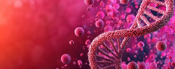 National DNA day with biology and molecular concept. Colorful DNA strands on a blurred background with bubbles.