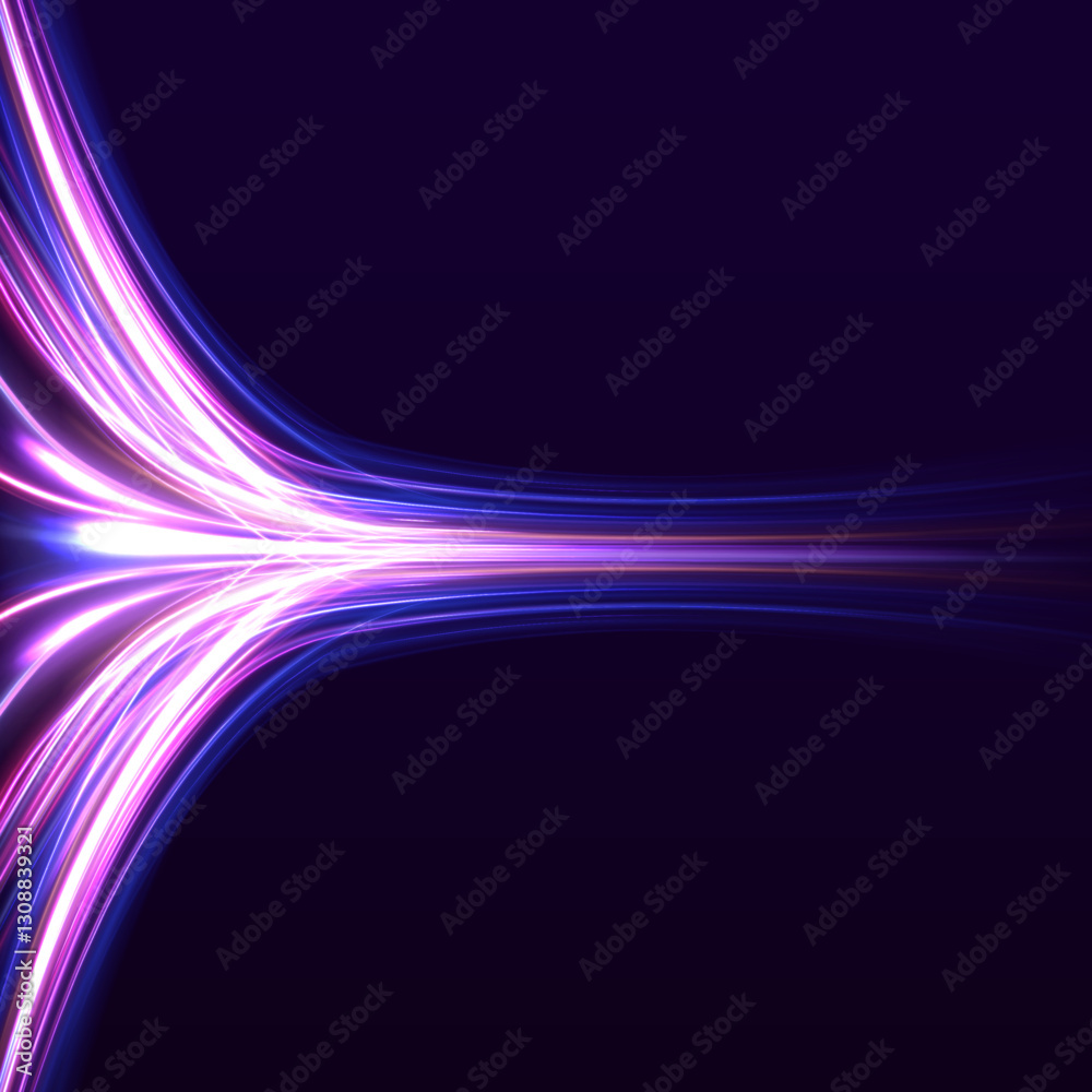 Poster light trail wave, fire path trace line, car lights, optic fiber and incandescence curve twirl. high 