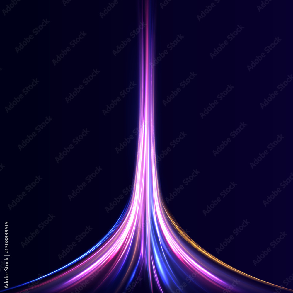 Poster light trail wave, fire path trace line, car lights, optic fiber and incandescence curve twirl. high 