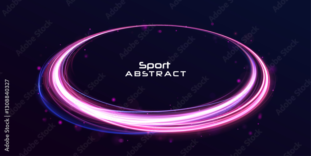Poster The energy flow tunnel. Shine round frame with light circles light effect. Glowing spiral. Abstract neon color glowing lines background.	