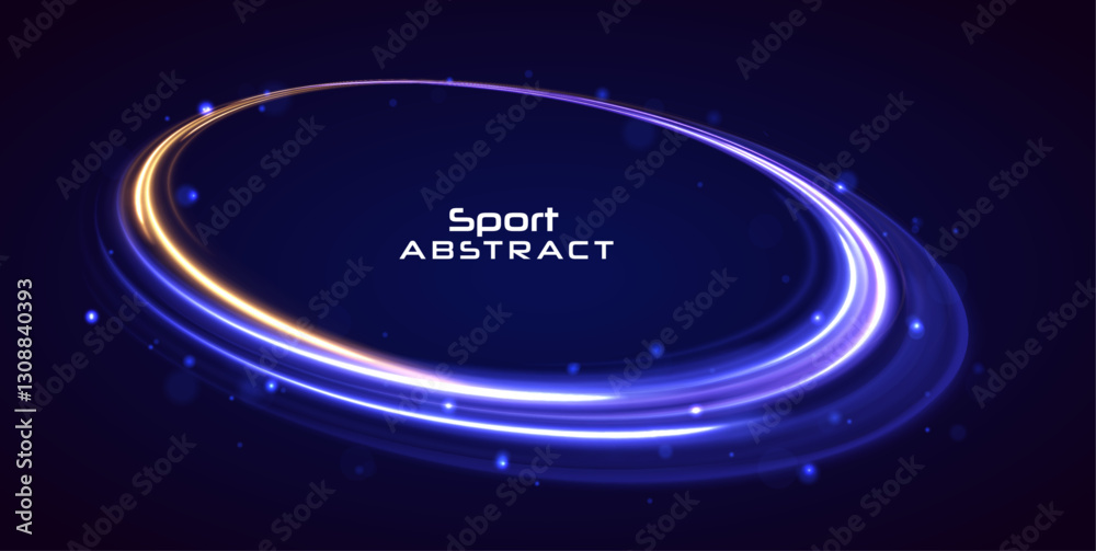 Poster The energy flow tunnel. Shine round frame with light circles light effect. Glowing spiral. Abstract neon color glowing lines background. 