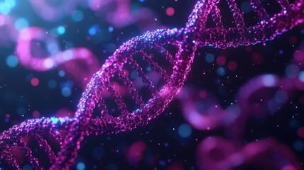 National DNA day with biology and molecular concept. Vibrant DNA helix with sparkling elements in a colorful backdrop.