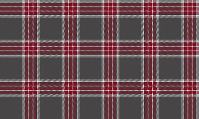 Obraz premium Seamless plaid pattern, red, white, on a dark grey background for a skirt or pants outfit that gives a striking look for fashion or textile design.