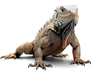 Obraz premium Iguana Posing Against White Background