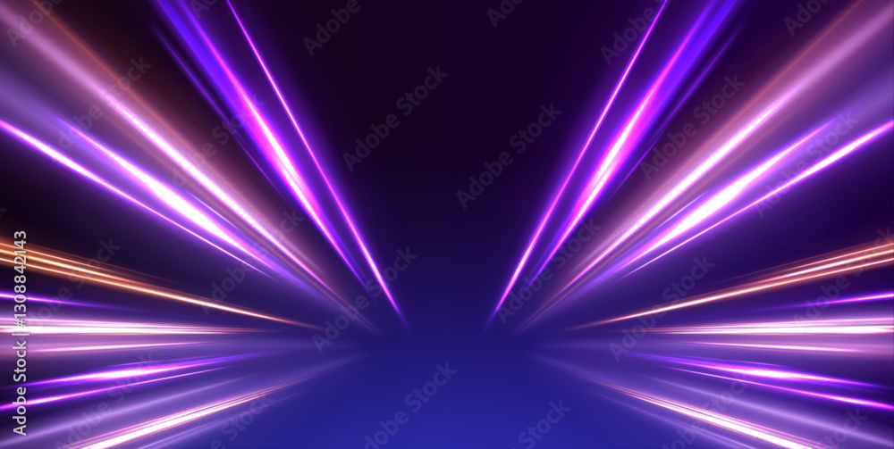 Fototapete Abstract light motion and glowing speed lines demonstrate the rapid growth of high-tech communication systems. These innovations play a vital role in the development of 5G and 6G wireless networks.