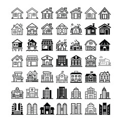 Fototapeta premium Flat icon of house and building collection