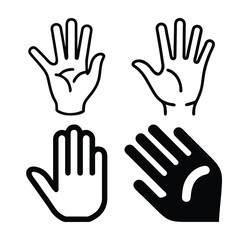 Four hand gestures in black and white, perfect for icons or symbols.