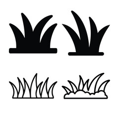 Simple Black and White Grass Icons for Various Applications