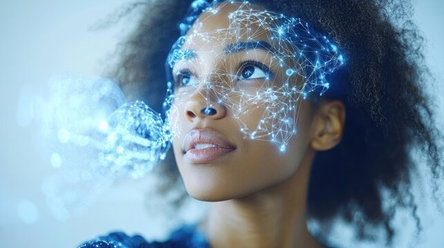 Woman with holographic face map