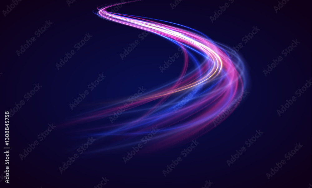 Poster speed connection vector background. neon color glowing lines background, high-speed light trails eff